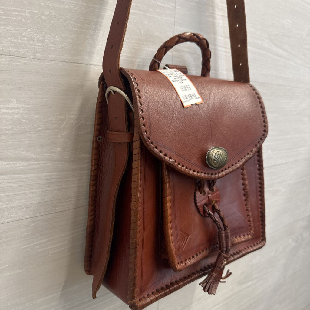 Hand-Tooled Leather Convertible Backpack