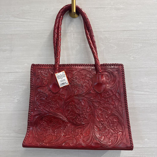 Runaway Luna Red Hand-Tooled Leather Tote