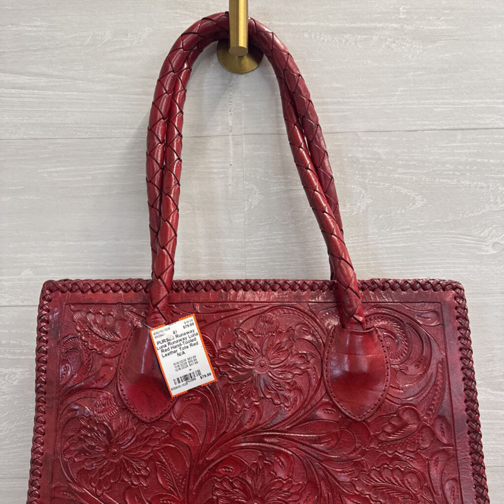 Runaway Luna Red Hand-Tooled Leather Tote