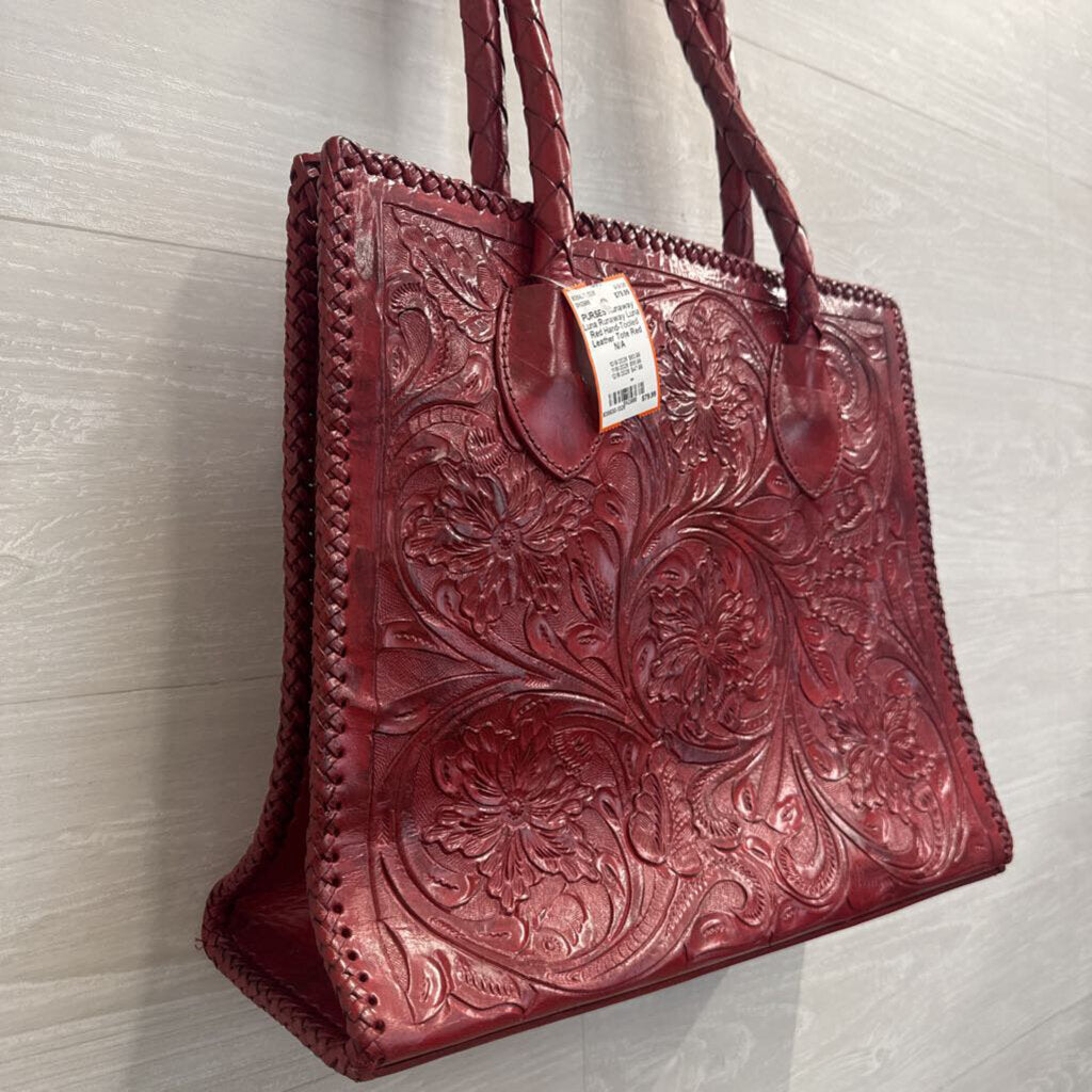 Runaway Luna Red Hand-Tooled Leather Tote