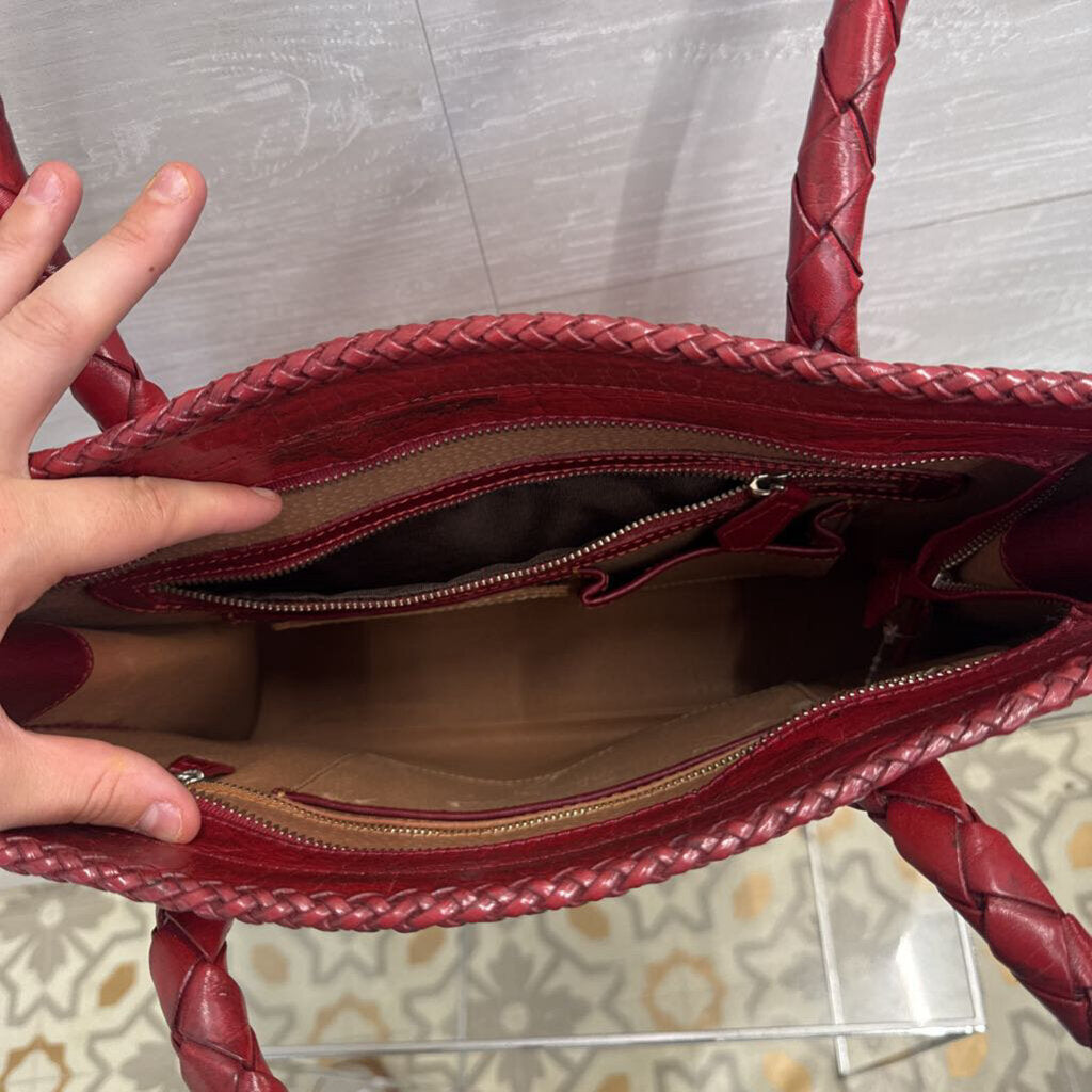 Runaway Luna Red Hand-Tooled Leather Tote