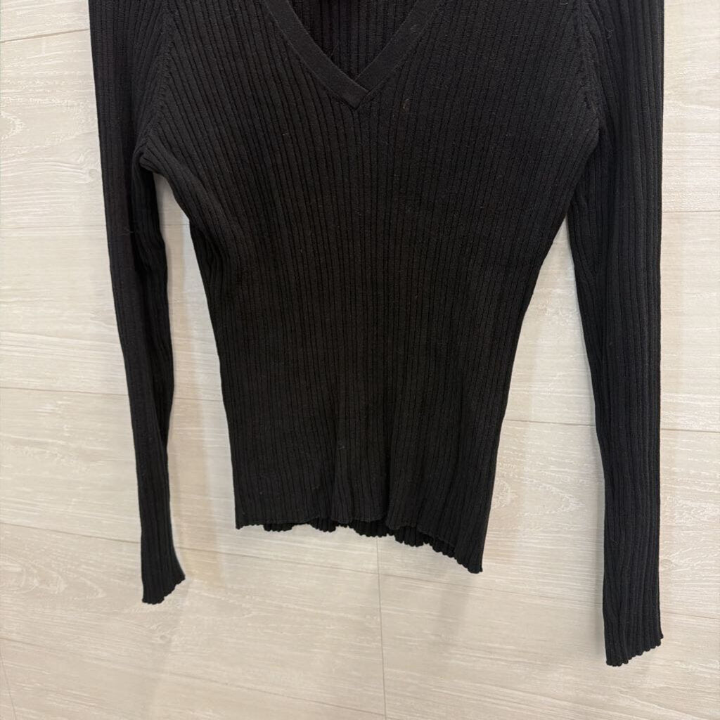 Sundance Black Ribbed Long Sleeve Top Extra Large Petite