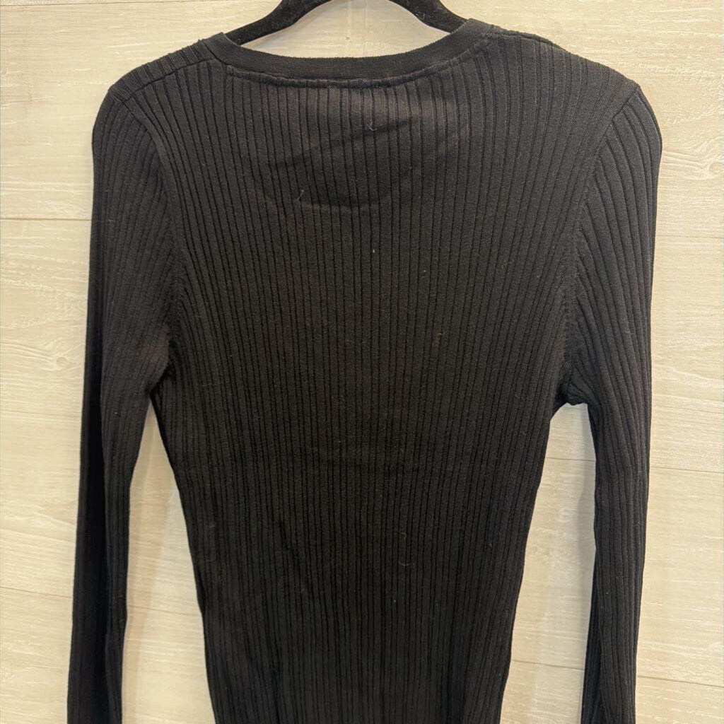 Sundance Black Ribbed Long Sleeve Top Extra Large Petite