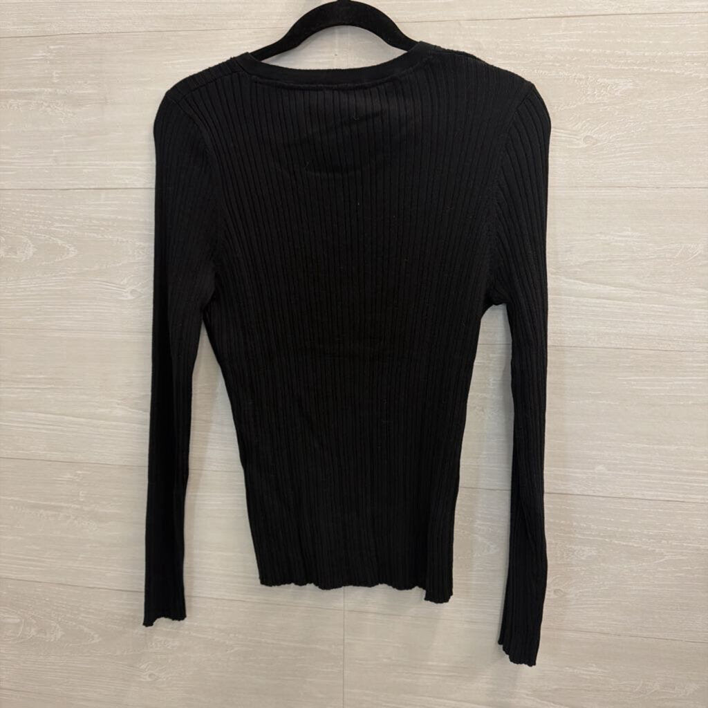Sundance Black Ribbed Long Sleeve Top Extra Large Petite