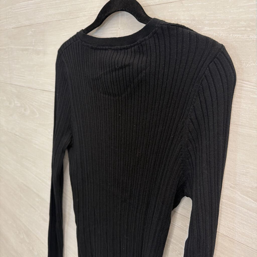 Sundance Black Ribbed Long Sleeve Top Extra Large Petite