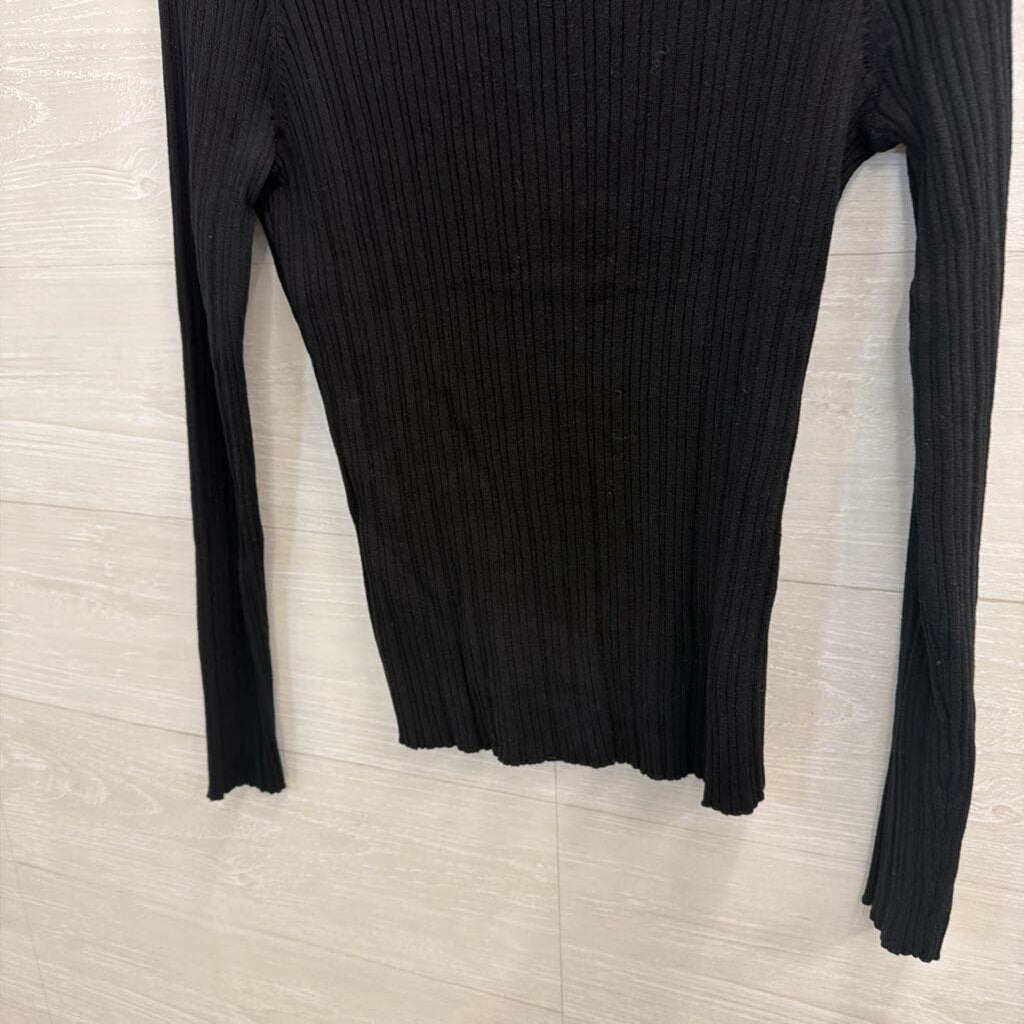 Sundance Black Ribbed Long Sleeve Top Extra Large Petite