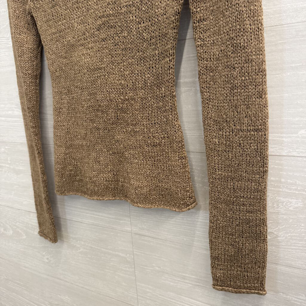 Silence and Noise Brown Knit Long Sleeve Hooded Top Small