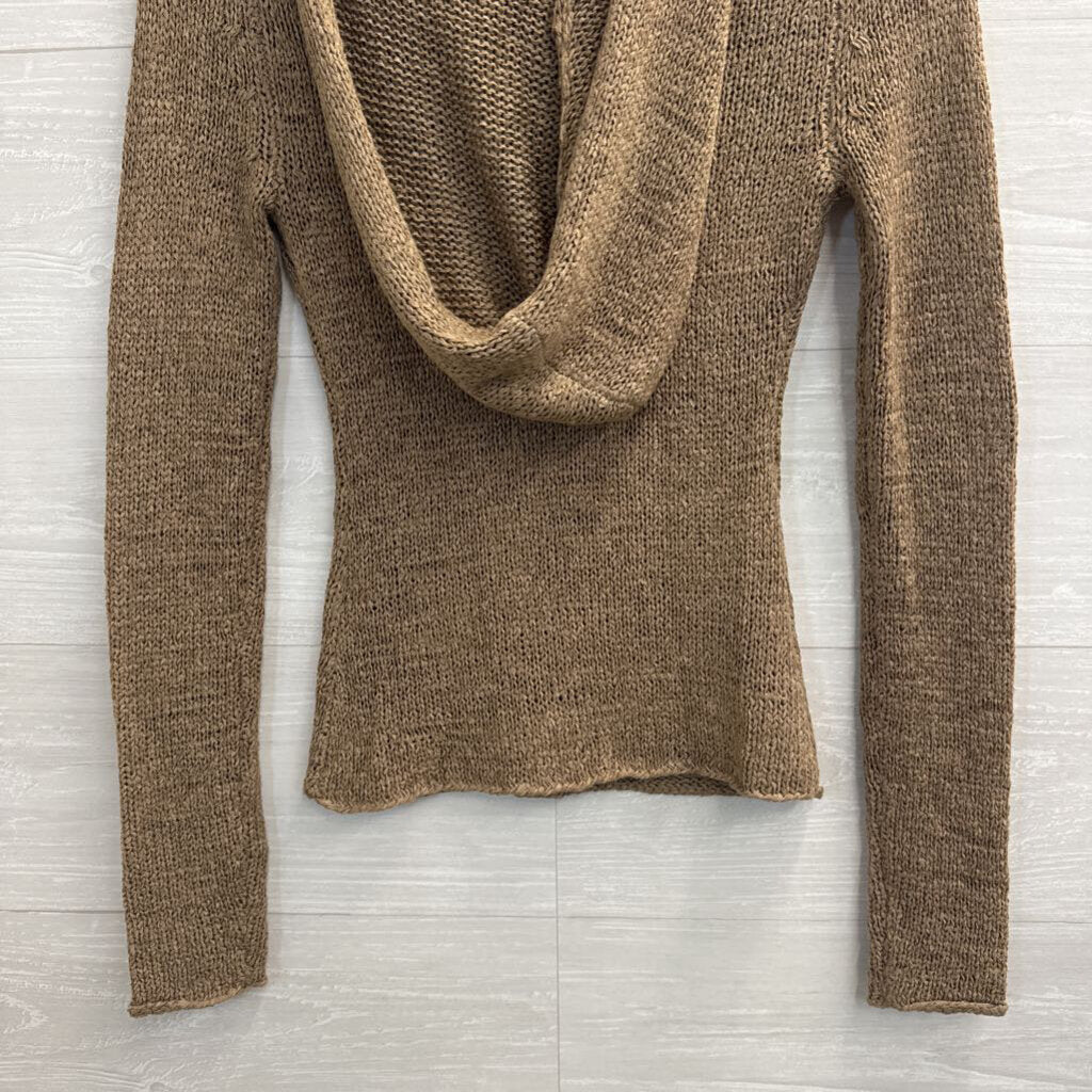 Silence and Noise Brown Knit Long Sleeve Hooded Top Small