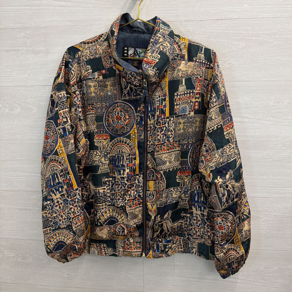 Vintage River Edge Sport Navy/ Multi Print Jacket Large