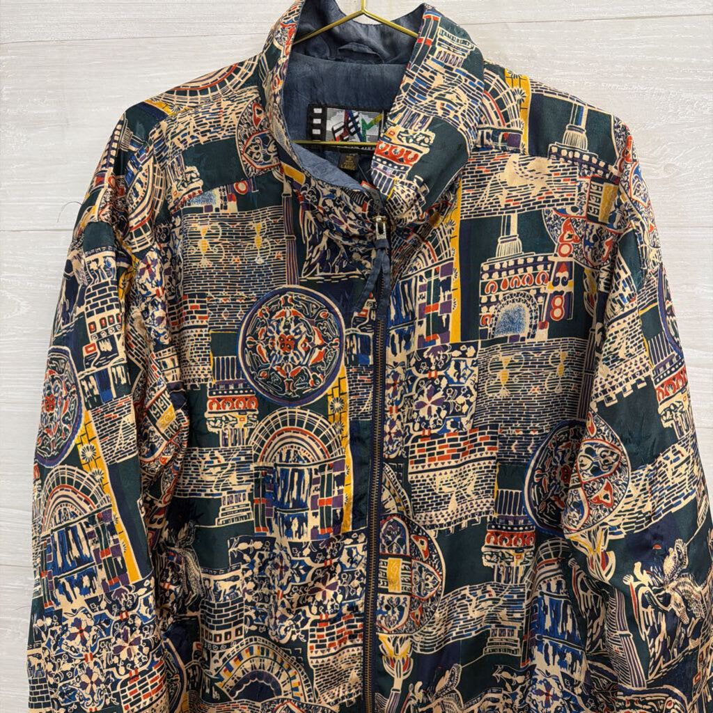 Vintage River Edge Sport Navy/ Multi Print Jacket Large
