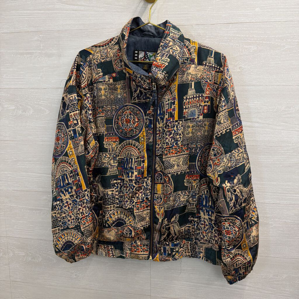 Vintage River Edge Sport Navy/ Multi Print Jacket Large