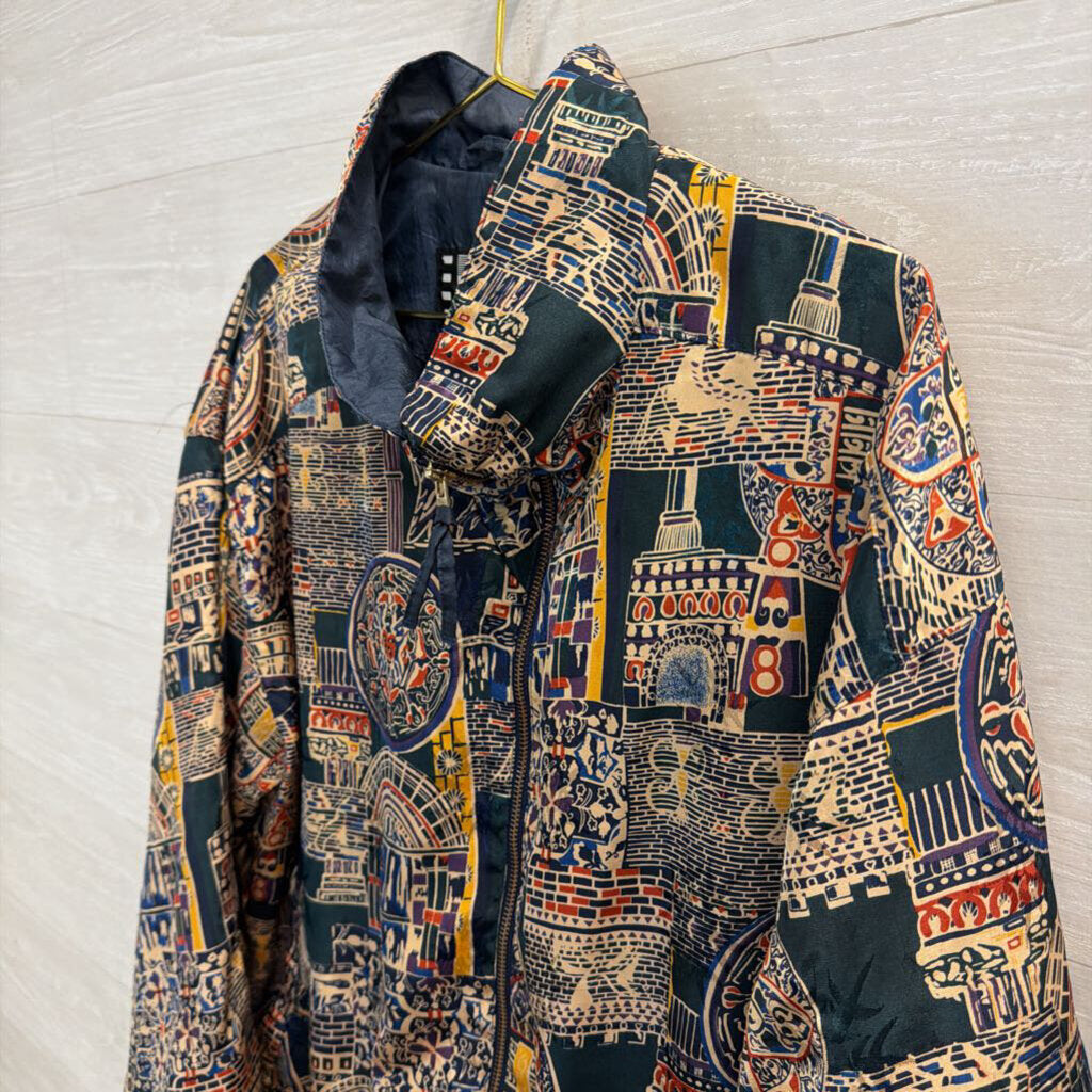 Vintage River Edge Sport Navy/ Multi Print Jacket Large