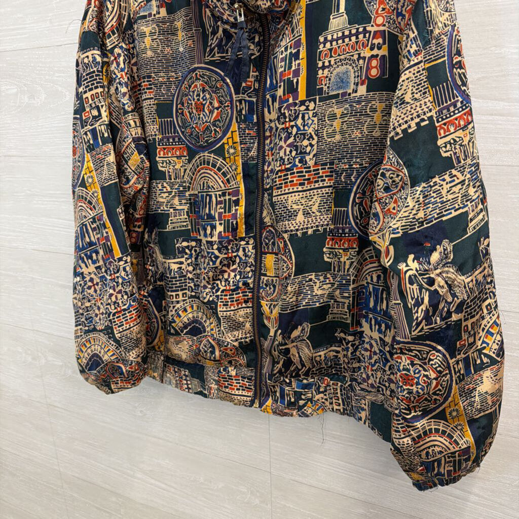 Vintage River Edge Sport Navy/ Multi Print Jacket Large