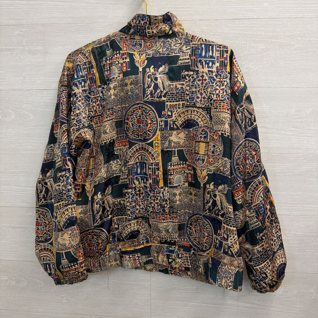 Vintage River Edge Sport Navy/ Multi Print Jacket Large