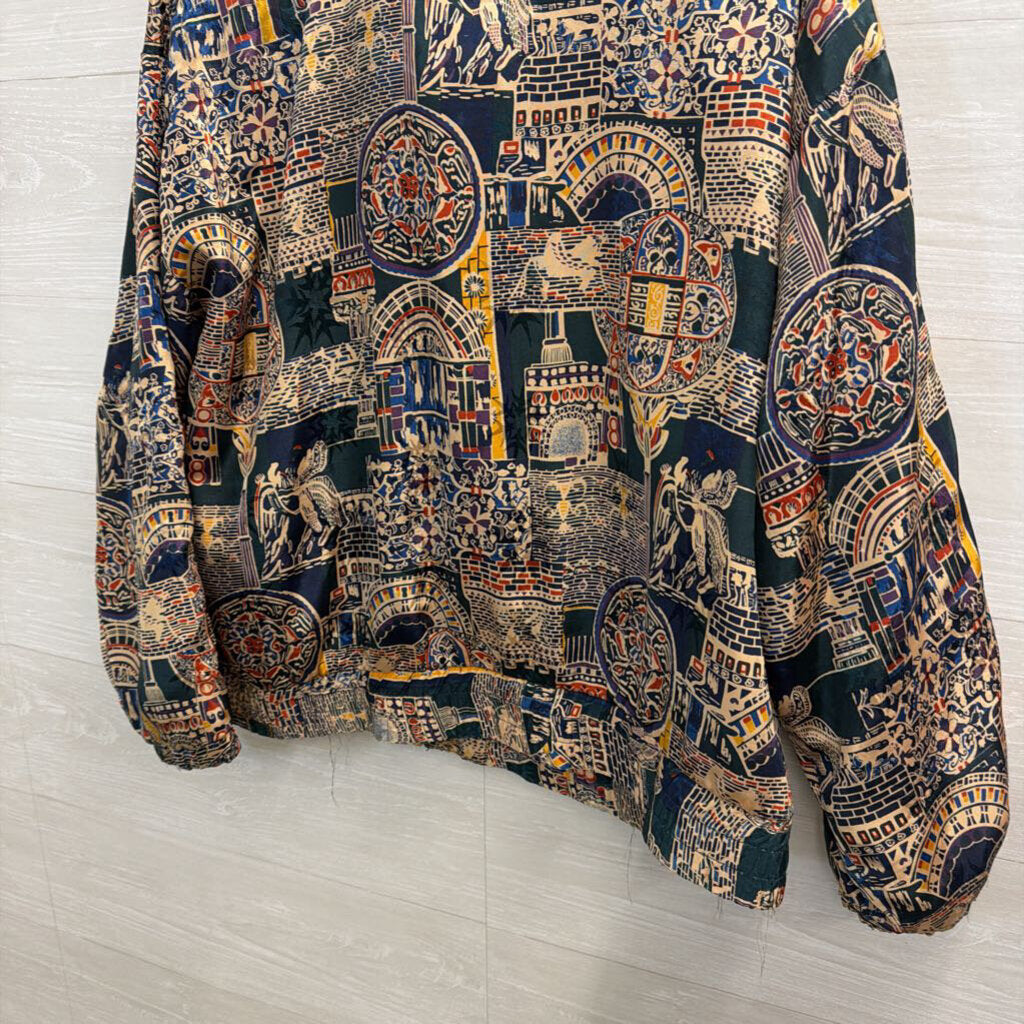 Vintage River Edge Sport Navy/ Multi Print Jacket Large