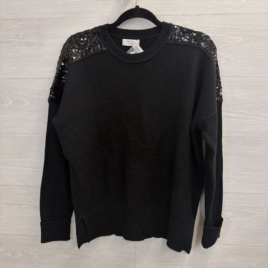 Q2 Black Knit Sequin Detail Sweater Top One Size