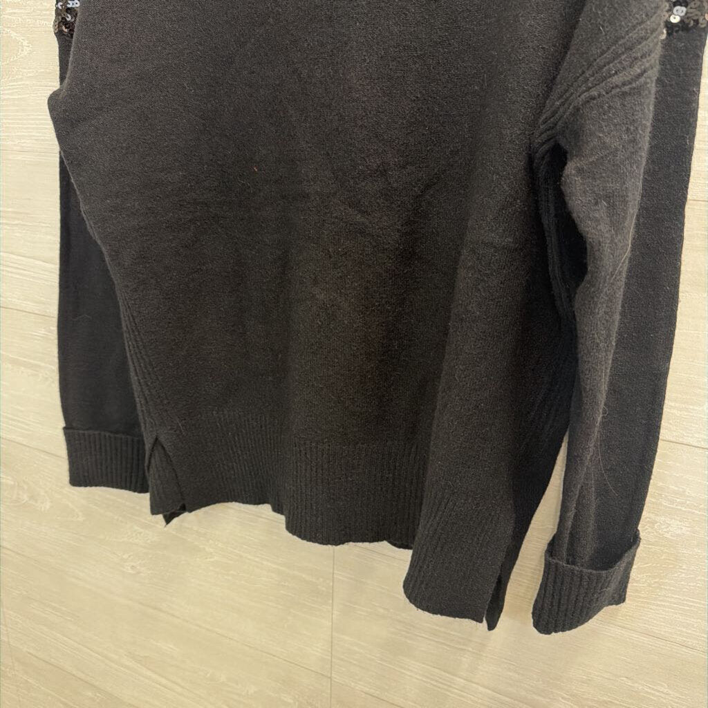 Q2 Black Knit Sequin Detail Sweater Top One Size