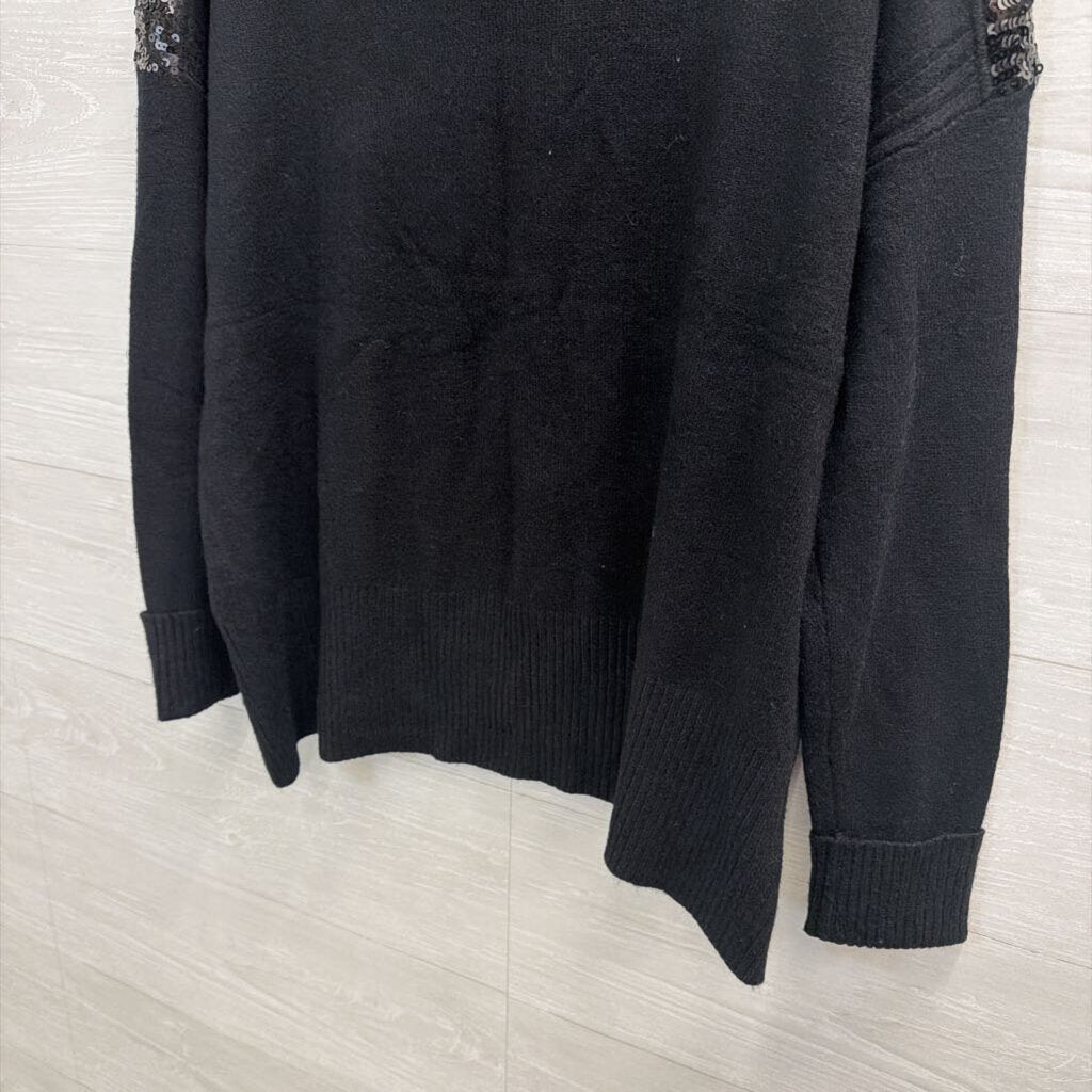 Q2 Black Knit Sequin Detail Sweater Top One Size