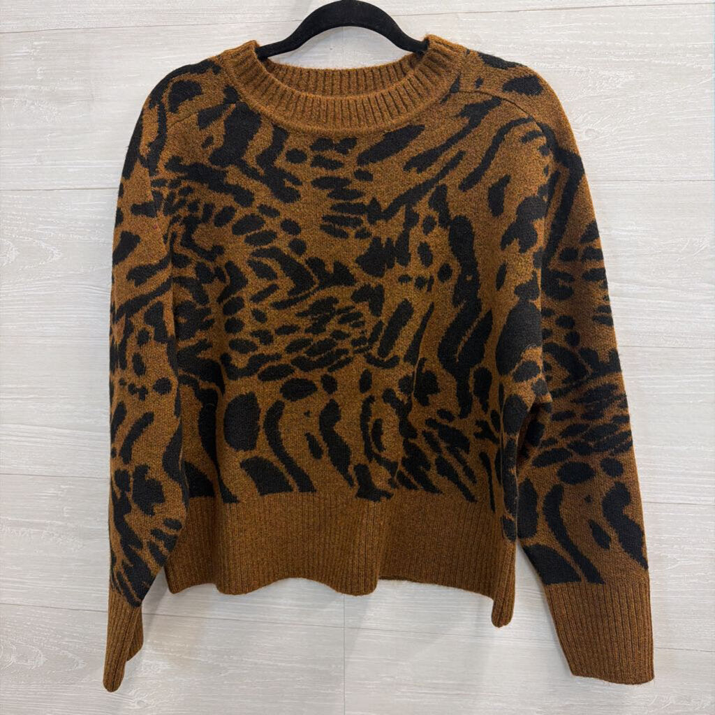 Truth Brown/ Black Knit Leopard Print Sweater Large