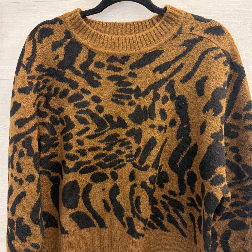 Truth Brown/ Black Knit Leopard Print Sweater Large