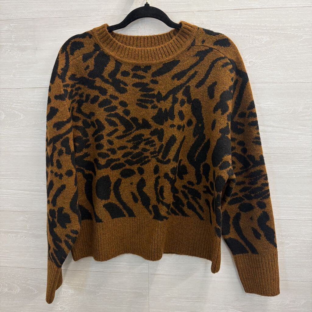 Truth Brown/ Black Knit Leopard Print Sweater Large