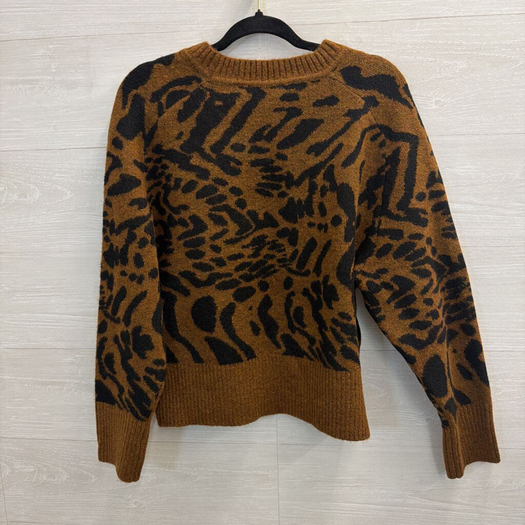 Truth Brown/ Black Knit Leopard Print Sweater Large