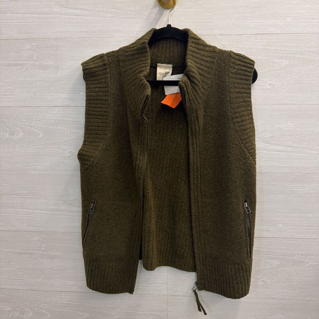 Artistic Works by Wu Green Knit Zip Up Vest Top Medium