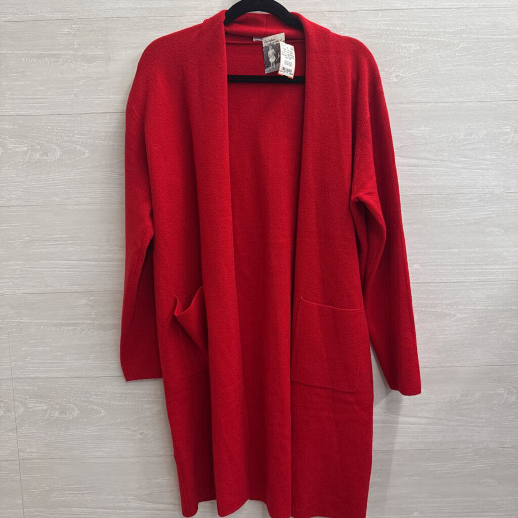 Yolly Red Open Front Long Sleeve Sweater One Size