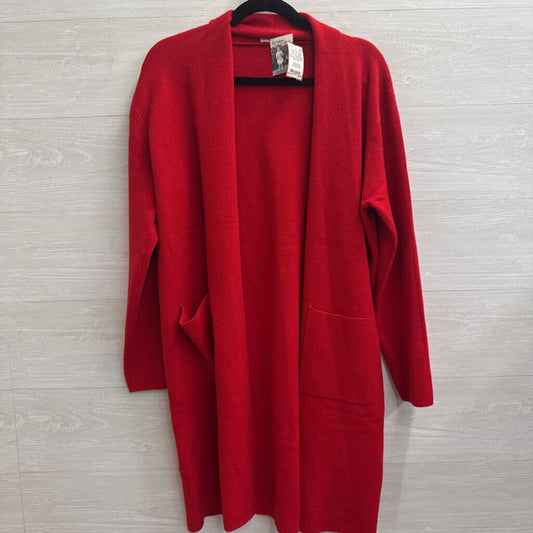 Yolly Red Open Front Long Sleeve Sweater One Size