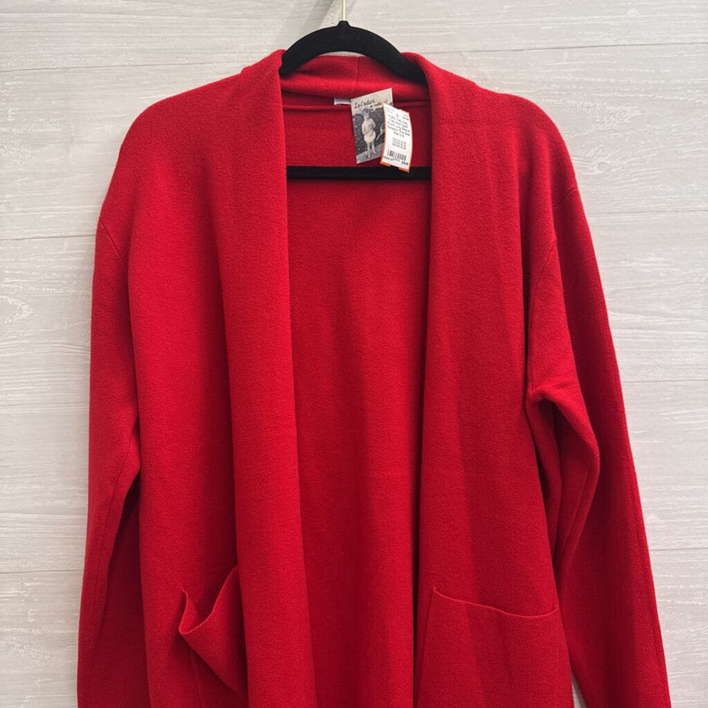 Yolly Red Open Front Long Sleeve Sweater One Size
