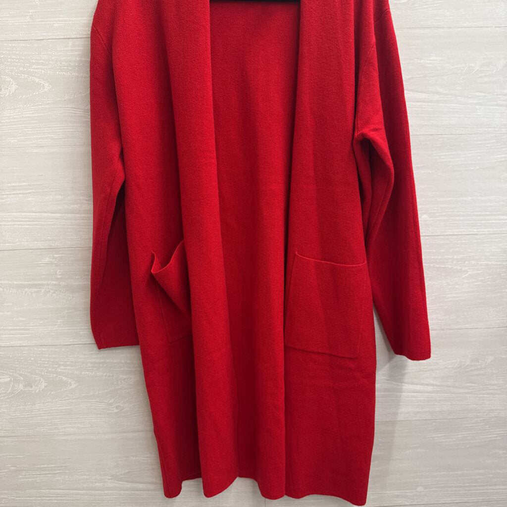Yolly Red Open Front Long Sleeve Sweater One Size