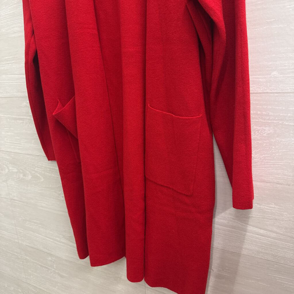 Yolly Red Open Front Long Sleeve Sweater One Size