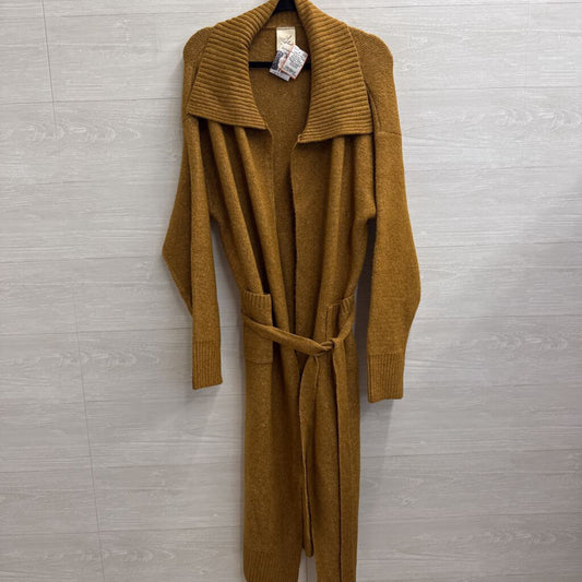 Artistic Works by Lu Mustard Yellow Long Open Front Tie Waister Sweater Large