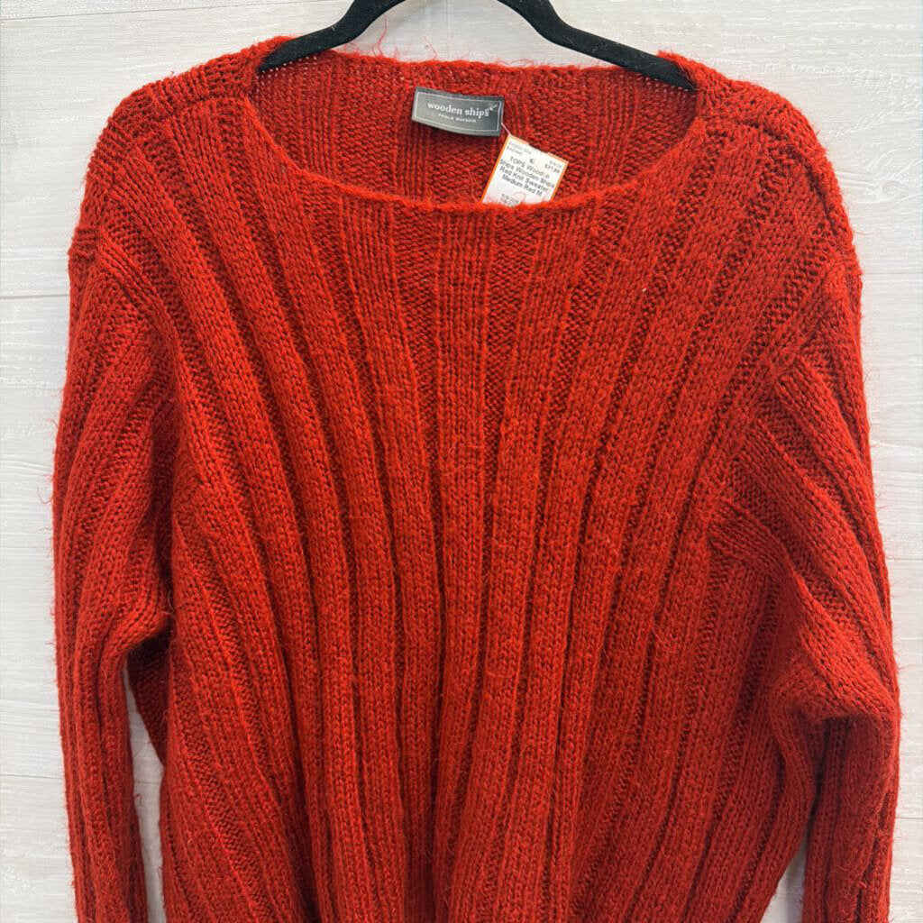 Wooden Ships Red Knit Sweater Medium