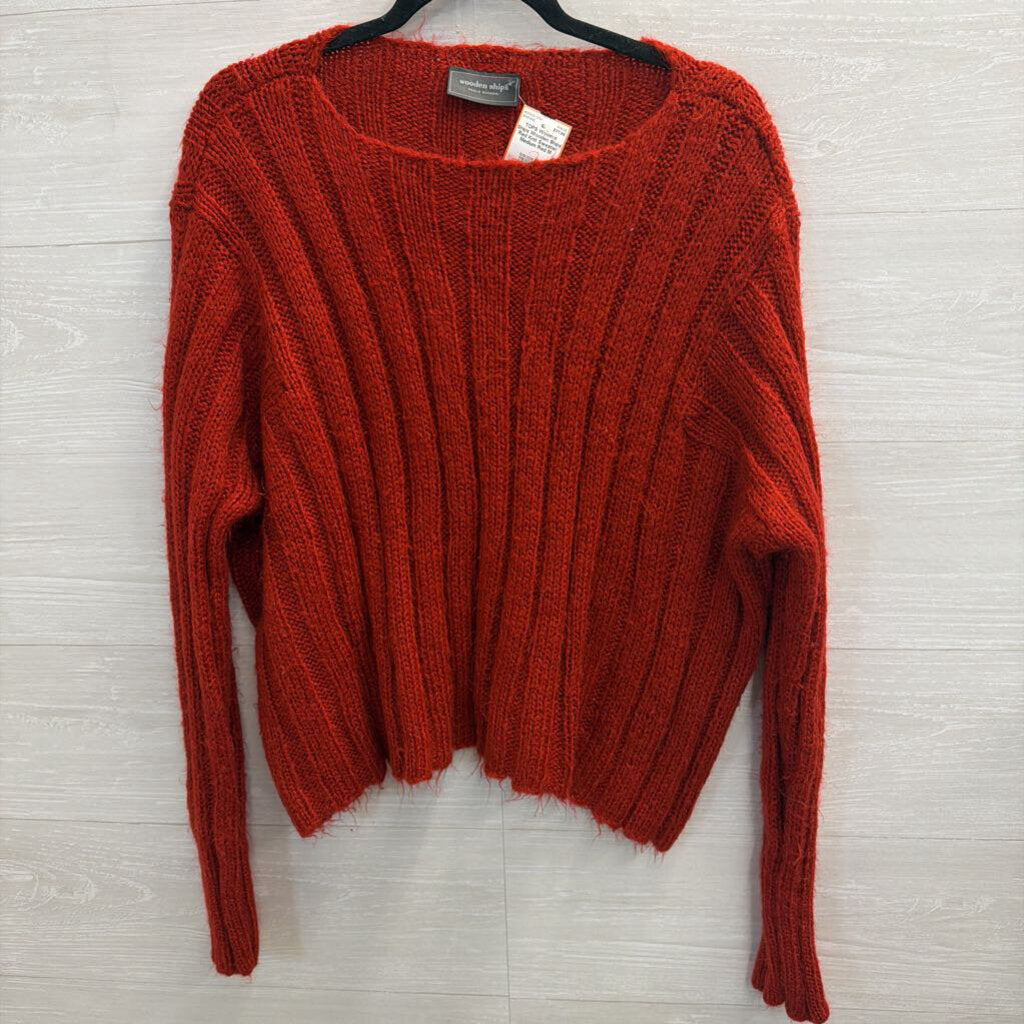 Wooden Ships Red Knit Sweater Medium