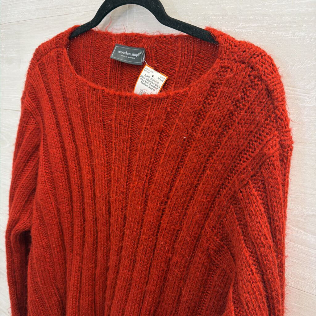Wooden Ships Red Knit Sweater Medium