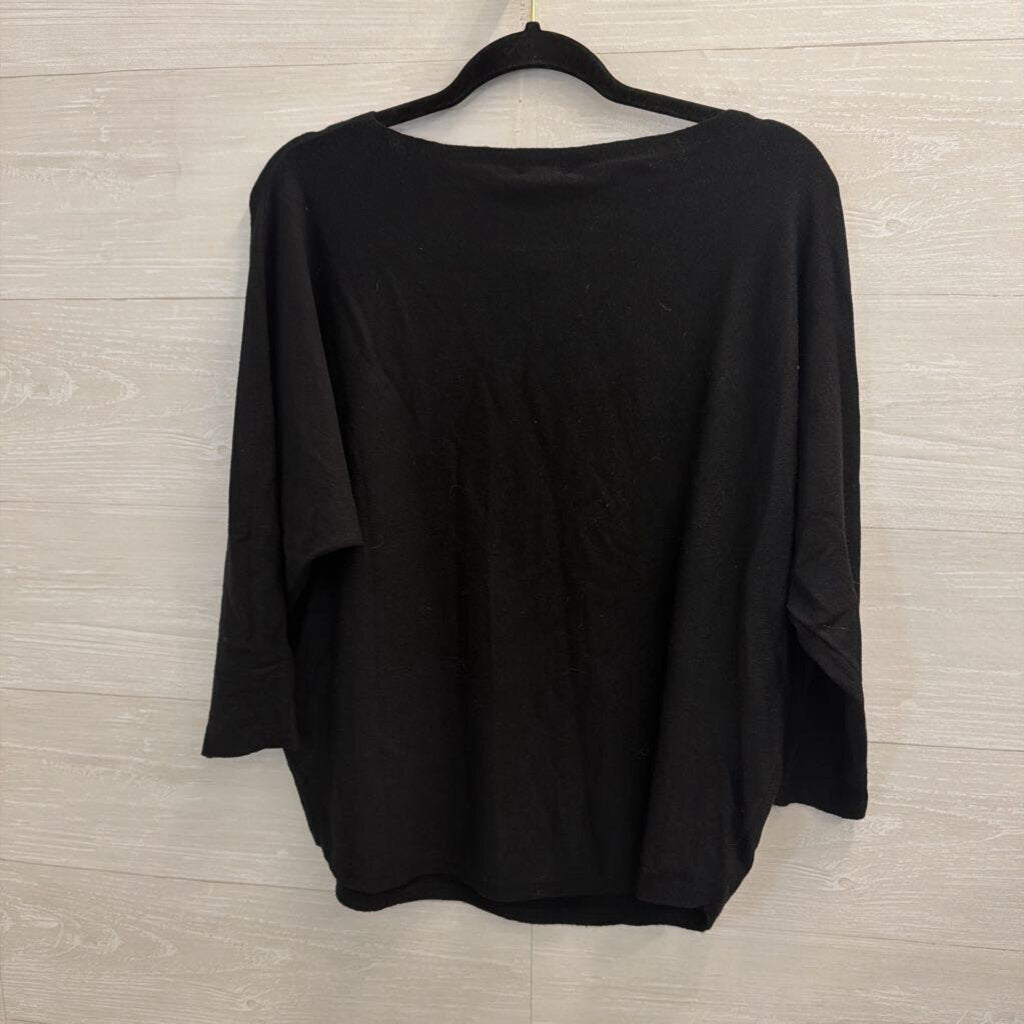 Milano Black Soft Knit Long Sleeve Sweater Top Large