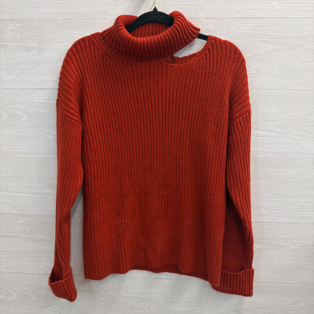 Idem Ditto Red Knit Open Shoulder Turtleneck Sweater Large
