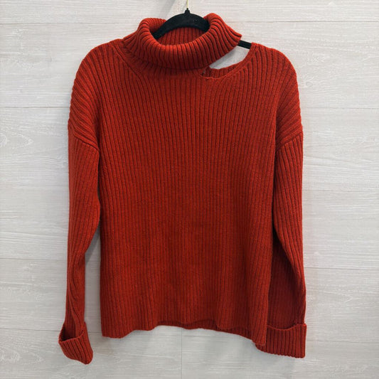 Idem Ditto Red Knit Open Shoulder Turtleneck Sweater Large