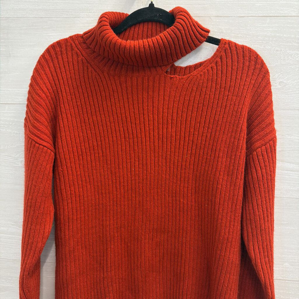 Idem Ditto Red Knit Open Shoulder Turtleneck Sweater Large