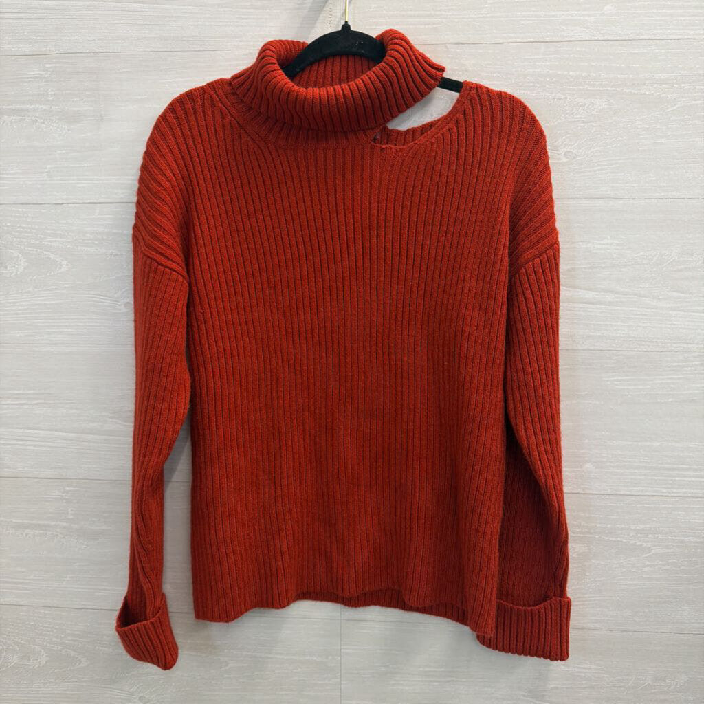 Idem Ditto Red Knit Open Shoulder Turtleneck Sweater Large