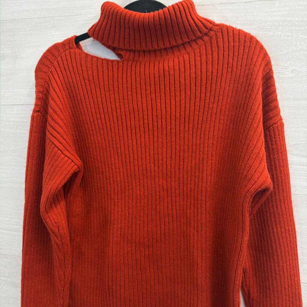 Idem Ditto Red Knit Open Shoulder Turtleneck Sweater Large