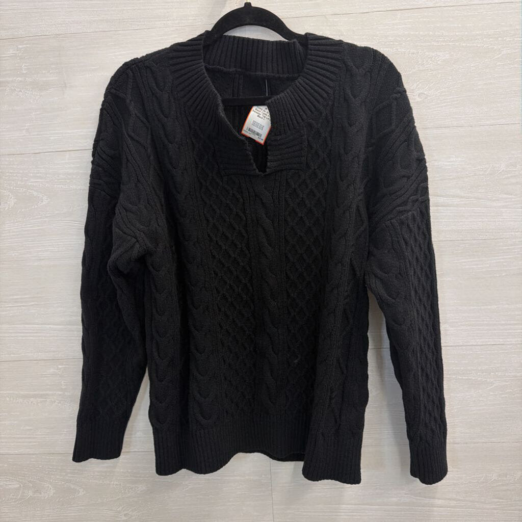Black Cable Knit Sweater Top Large