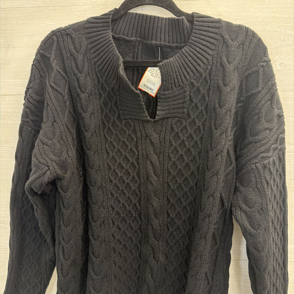 Black Cable Knit Sweater Top Large