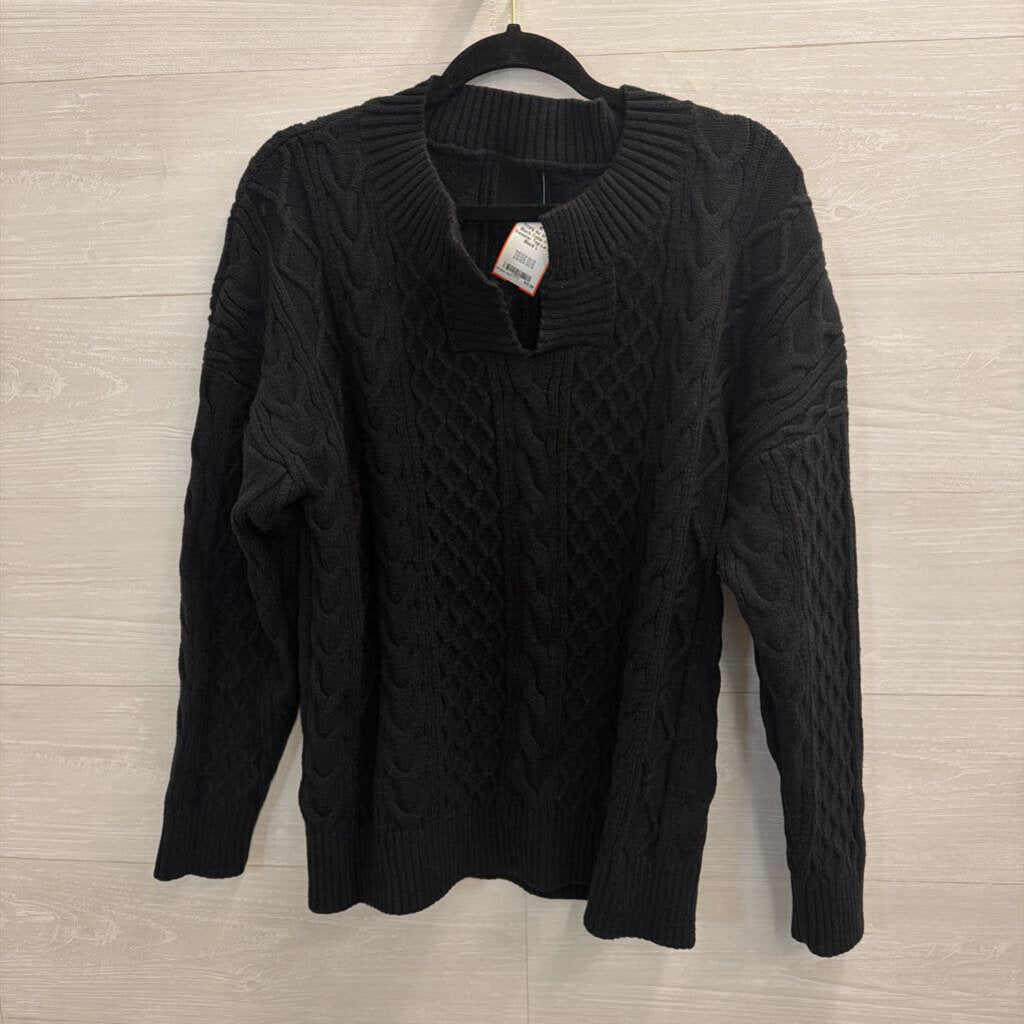 Black Cable Knit Sweater Top Large