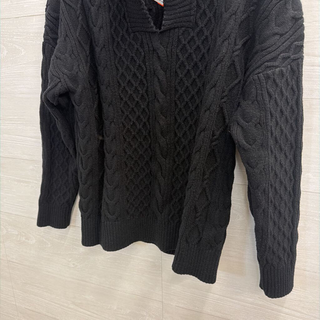 Black Cable Knit Sweater Top Large