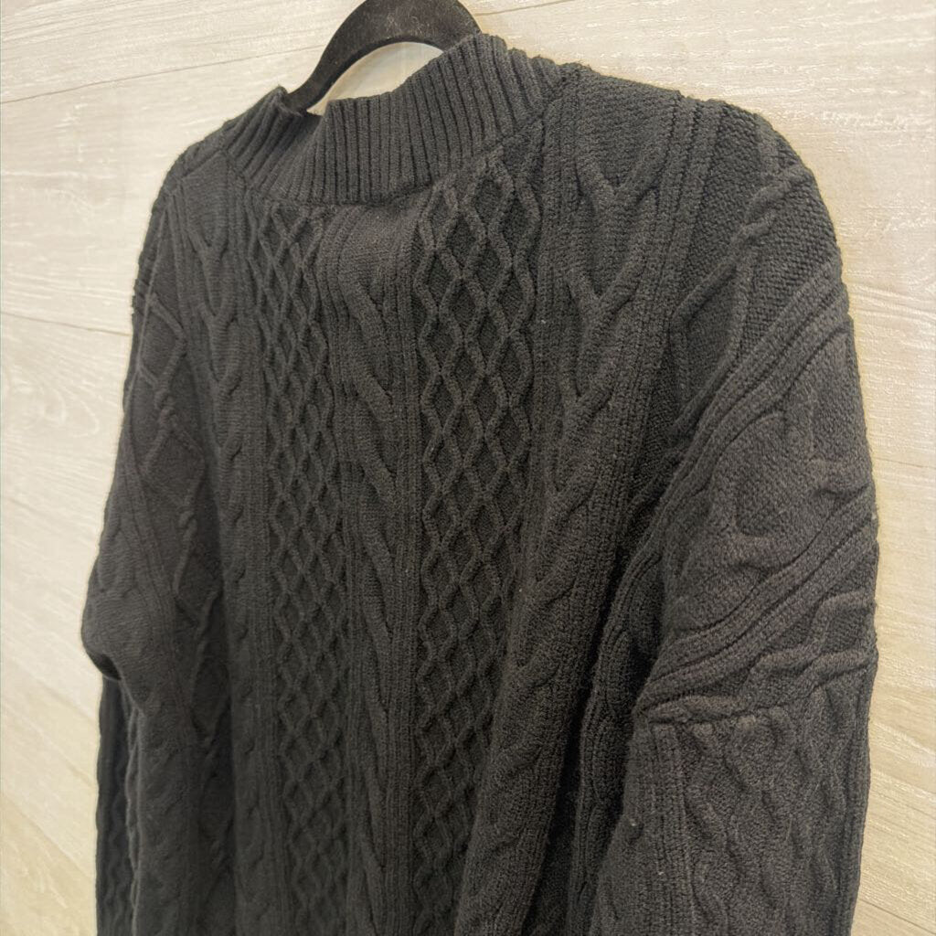 Black Cable Knit Sweater Top Large