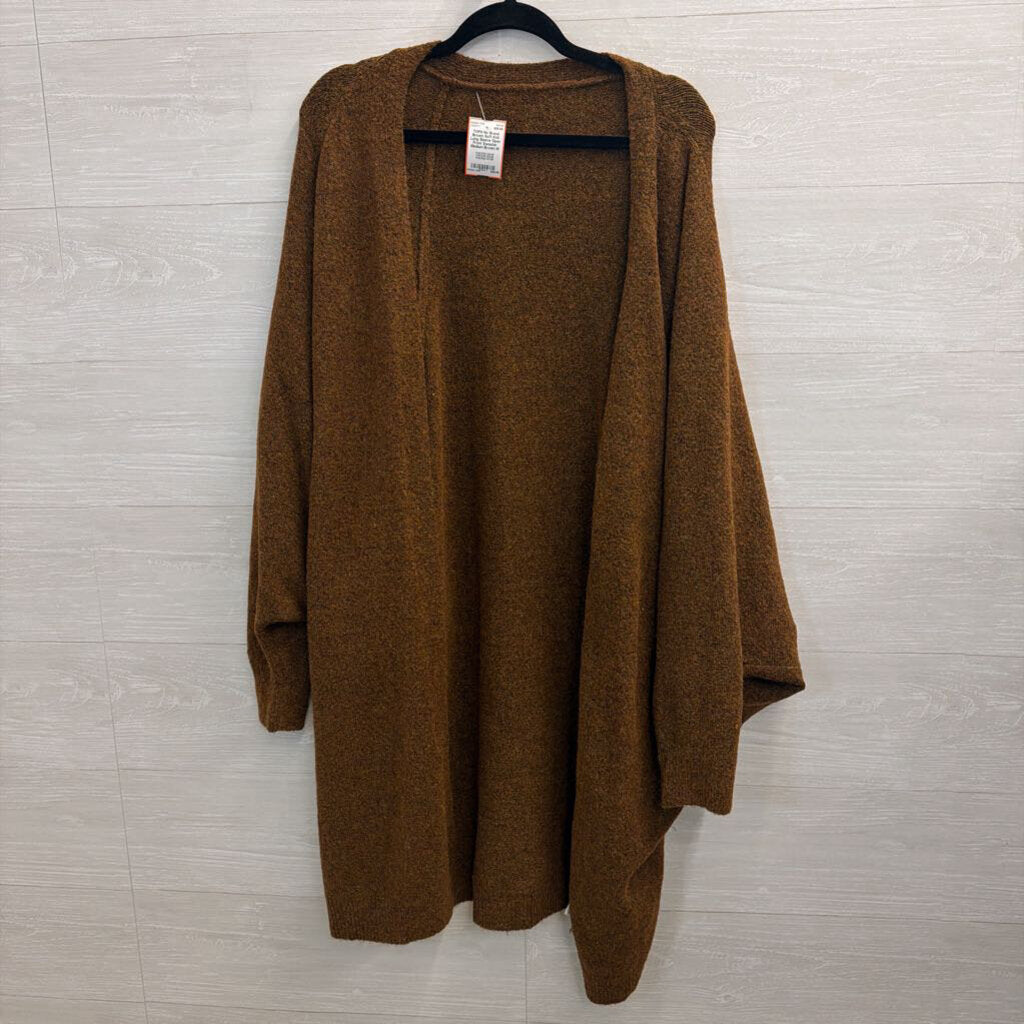 Brown Soft Knit Long Sleeve Open Front Sweater Medium