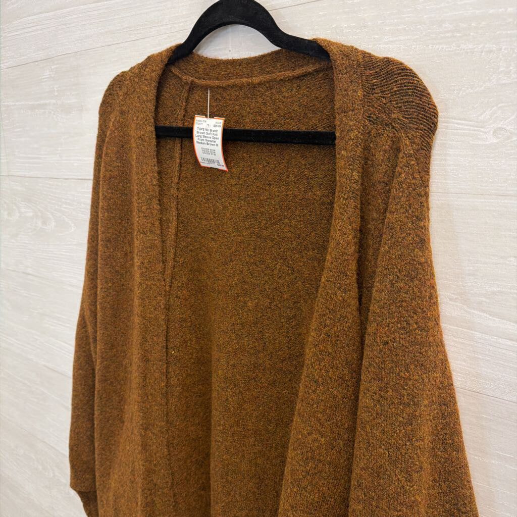 Brown Soft Knit Long Sleeve Open Front Sweater Medium