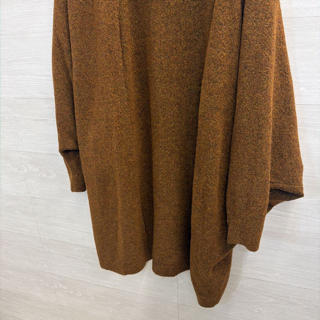 Brown Soft Knit Long Sleeve Open Front Sweater Medium